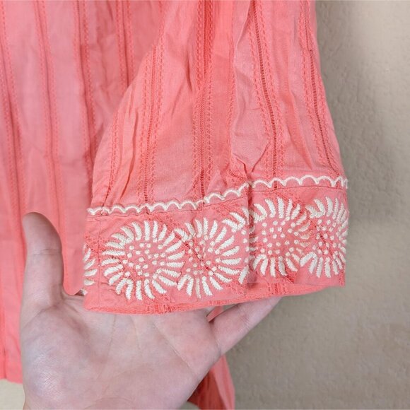 Sigrid Olsen Women's 100% Cotton Long Sleeve Top XL Embroidered Beachy Tassel - Picture 5 of 8